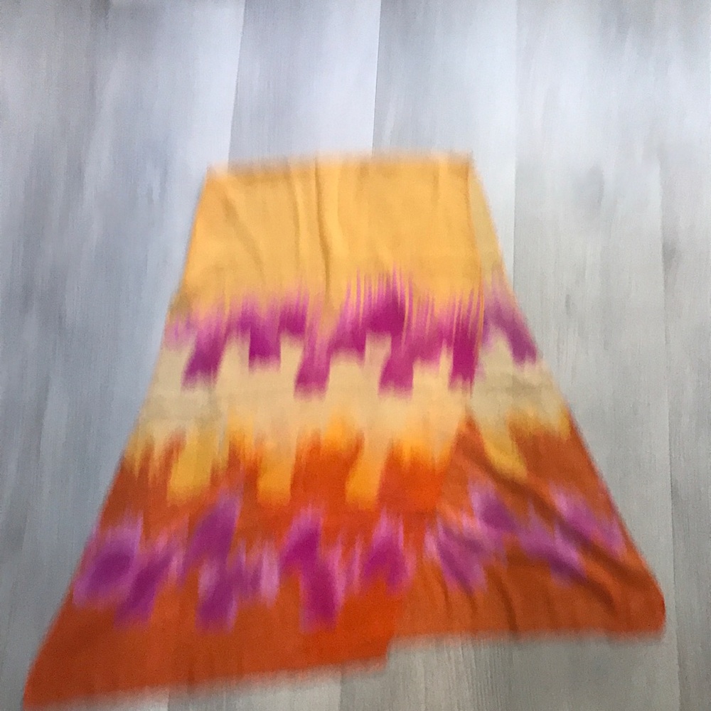 WARM COLOR ORANGE PURPLE OMBRE WATERCOLOR SHEER LARGE SCARF